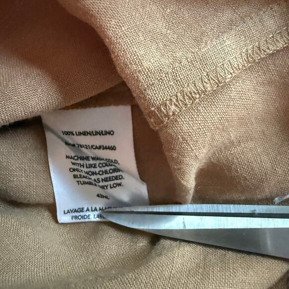 Eileen Fisher Brown Linen Crop Wide Leg Pants SZ L Zip Hook Eye Pockets Minimal - Picture 11 of 12